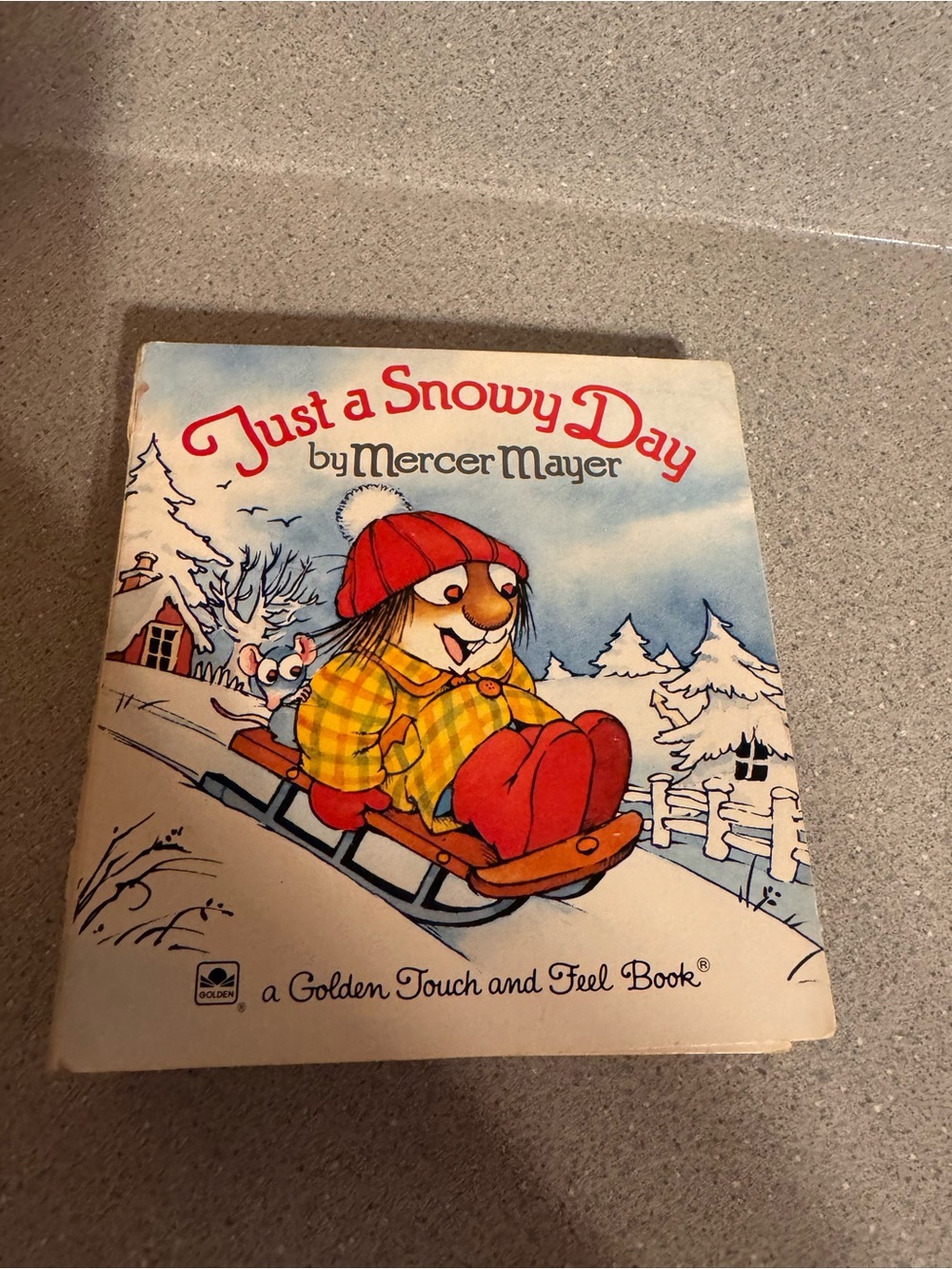 Vintage 1983 Just a Snowy Day by Mercer Mayer - Red & Yellow Children's Book